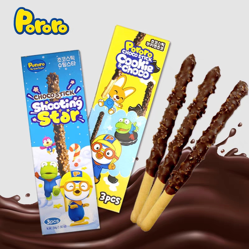 临期韩国进口啵乐乐跳跳糖巧克力棒饼干54g儿童网红休闲食品零食