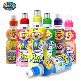 韩国进口Pororo啵乐乐儿童果味饮料235ml瓶装草莓蓝莓味果汁饮品