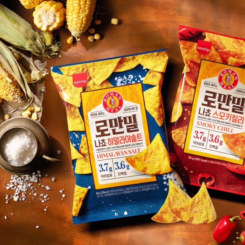 韩国进口食品 三立samlip烟熏辣椒味玉米片休闲追剧解馋小零食65g