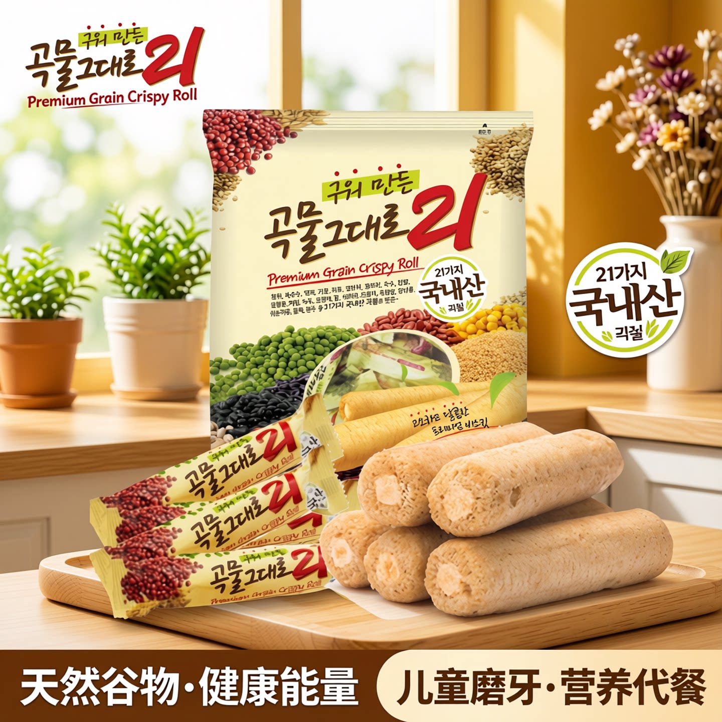 韩国进口爱宝乐园谷物棒代餐米果能量棒儿童磨牙棒饼干糙米卷80g