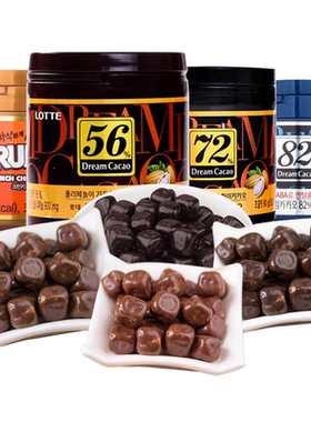 韩国进口食品网红零食lotte乐天72%巧克力豆86g56夹心82%可可豆