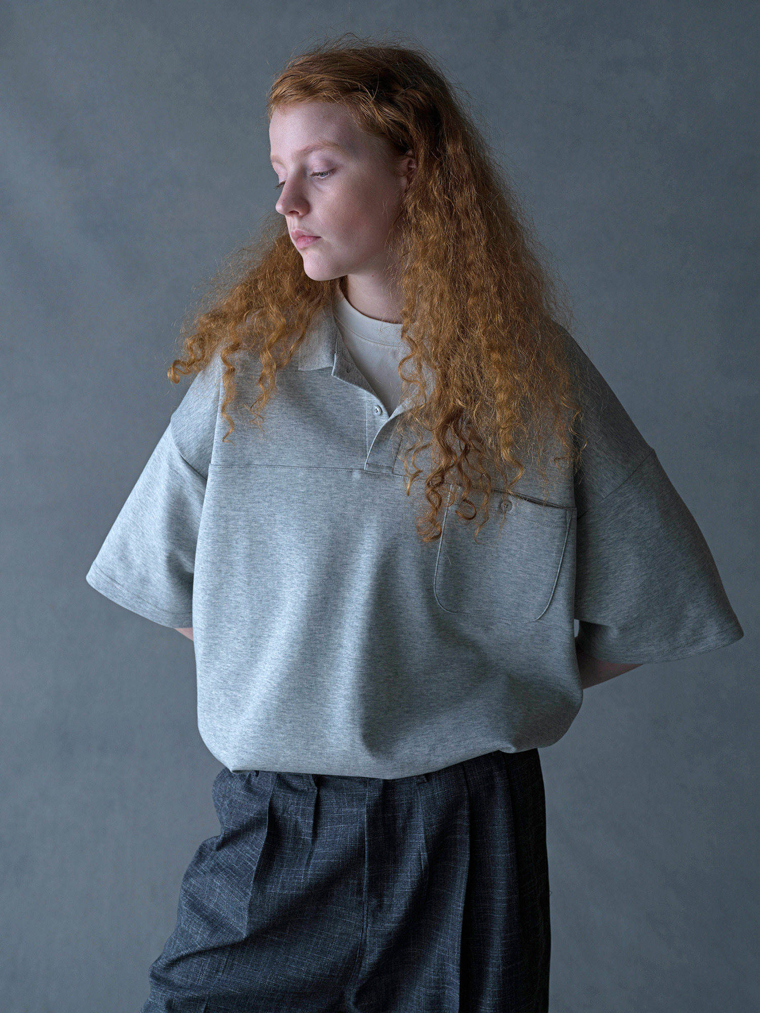 LIVINGTOWN CLUEL MAGAZINE SPECIAL NOTE 320G DOUBLE-FACED COTTON UNI POCKET SHORT-SLEEVED POLO SHIRT