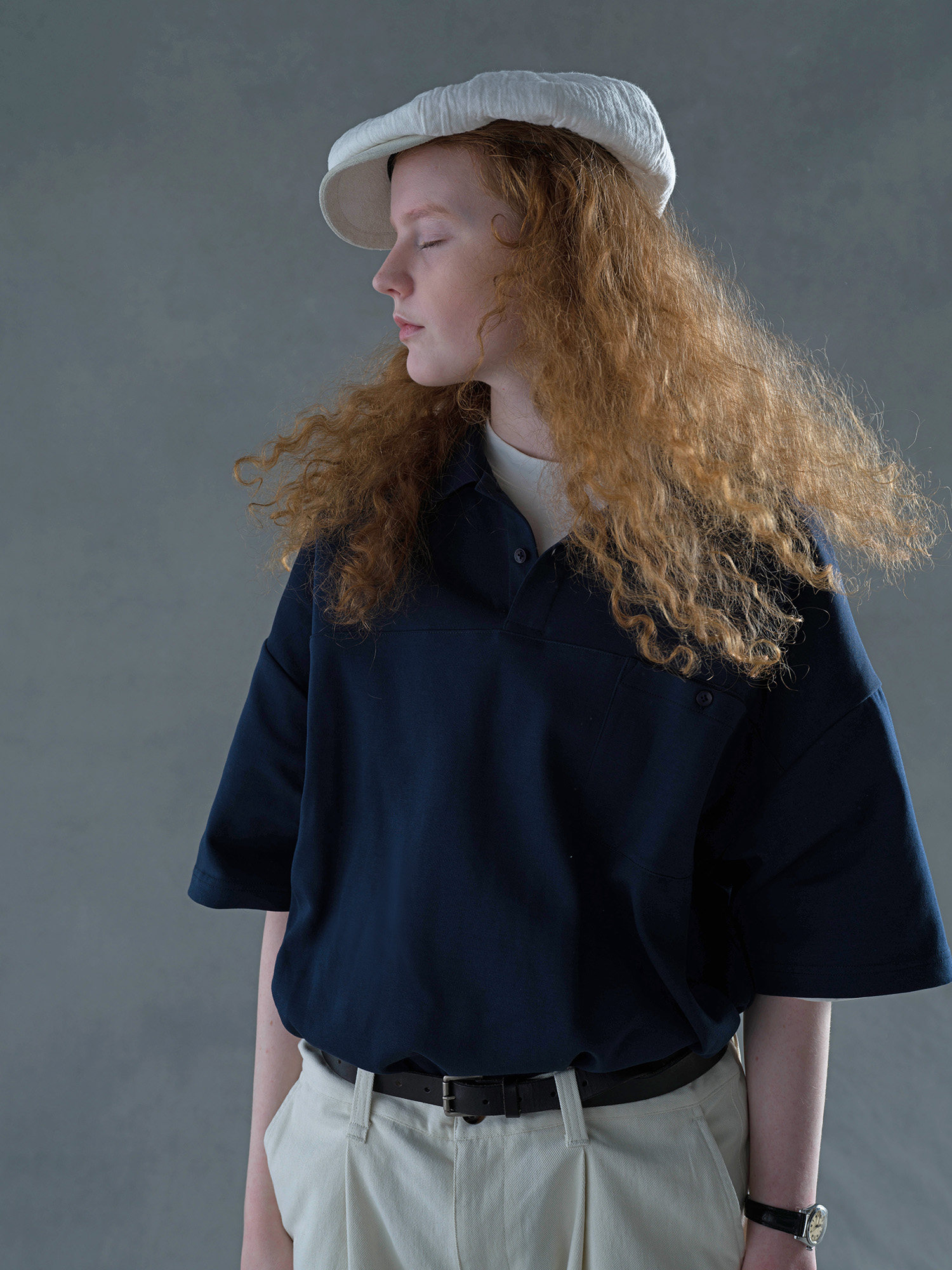 LIVINGTOWN CLUEL MAGAZINE SPECIAL NOTE 320G DOUBLE-FACED COTTON UNI POCKET SHORT-SLEEVED POLO SHIRT