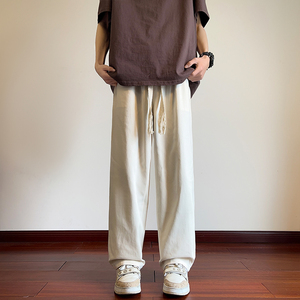 夏季高街裤子男春季潮流百搭宽松直筒休闲裤复古潮牌拖地阔腿长裤图片