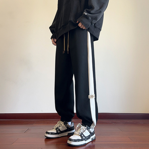 2024薄款华夫格卫裤潮牌男春秋运动裤子美式复古束脚大码休闲长裤图片