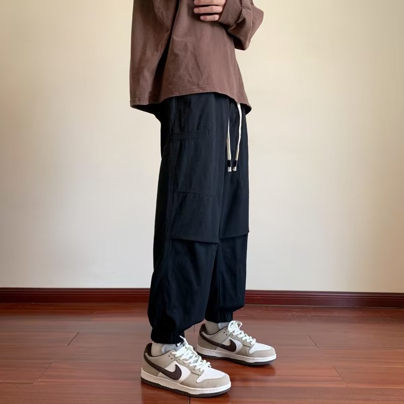 工装裤子男款春秋美式潮牌宽松束脚裤男生卡其色休闲长裤秋季,男装工装外套,星座204-2