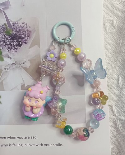 正版qoqo女孩系列花福黛萌粒可爱仙女手机链包挂