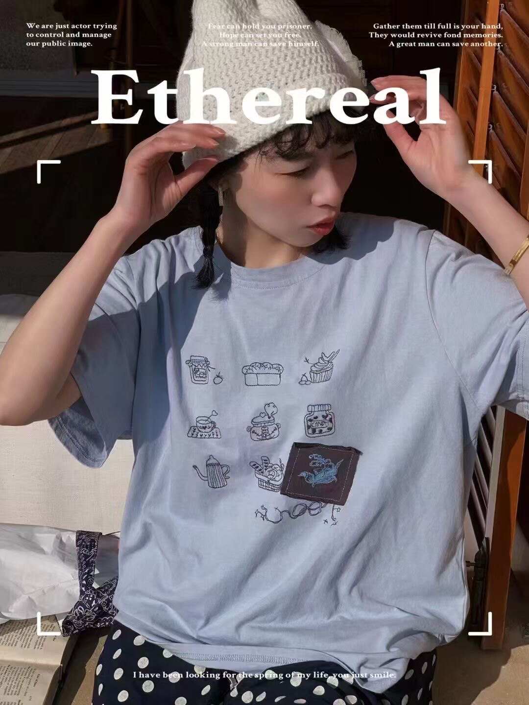 熊姑娘森系女装新款刺绣T恤0678068