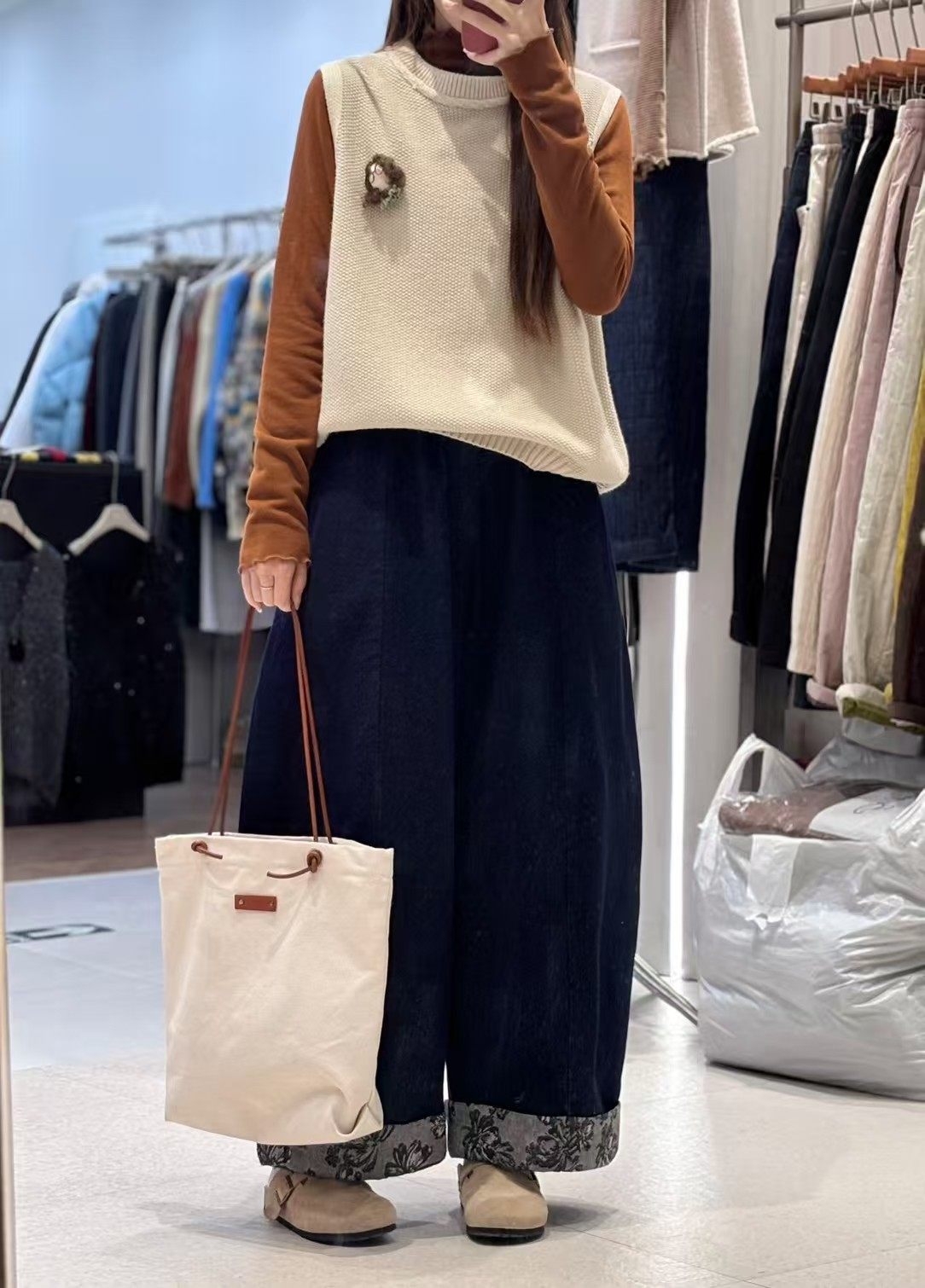 静秀阁友加绒裤，上衣打底衫，马甲