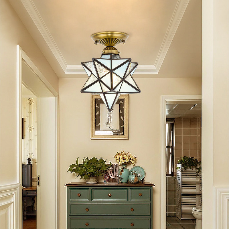 地中海工业风创意个性餐厅灯简约客厅饭厅过道酒吧玻璃星星吸顶灯