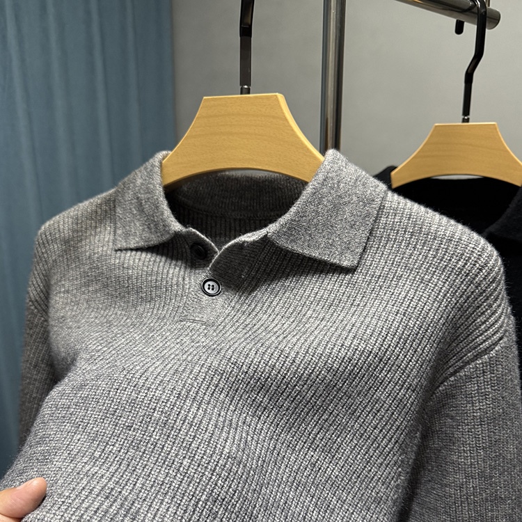 老钱风加厚毛衣男翻领2025新款秋冬季纯色针织打底衫男士休闲线衣