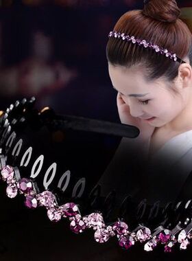 韩版带齿防滑水钻头箍刘海发卡