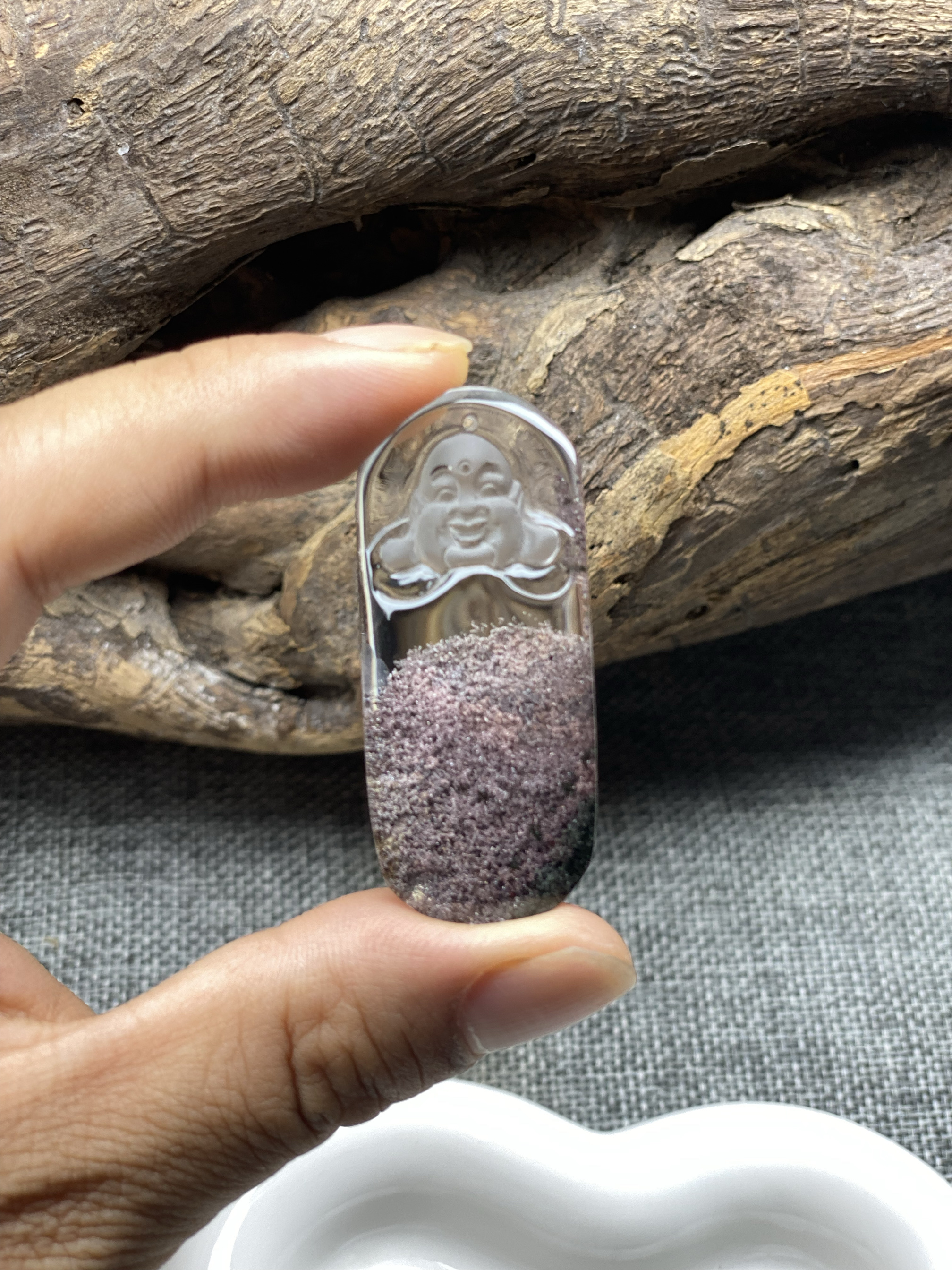 天然红幽灵弥勒佛吊坠挂件
