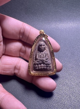 阿赞弄 2540年 纯金符管草药龙婆托 金壳泰国佛牌真品吊坠