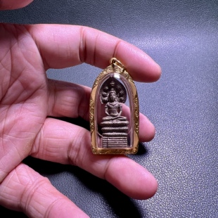 阿赞坤潘 2532 一期立尊泽度金 80金壳泰南黑卡 泰国佛牌真品吊坠