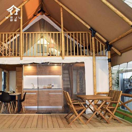 木结构复式帐篷营地双层阁楼大型木屋度假温泉别墅篷房露营野奢