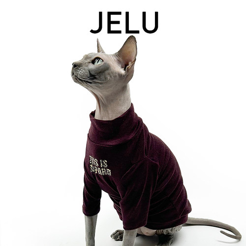 JELU 吉鹿 无毛猫衣斯芬克斯德文高弹舒适打底潮酷字母印花防掉毛
