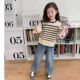 新款 外穿洋气条纹韩版 时尚 假两件宝宝长袖 毛衣潮 春装 女童2025春季