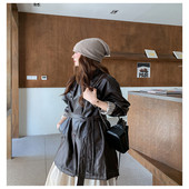 P235 2C291Z中长腰带款 免洗仿羊皮上衣外套风衣PF1357 K499