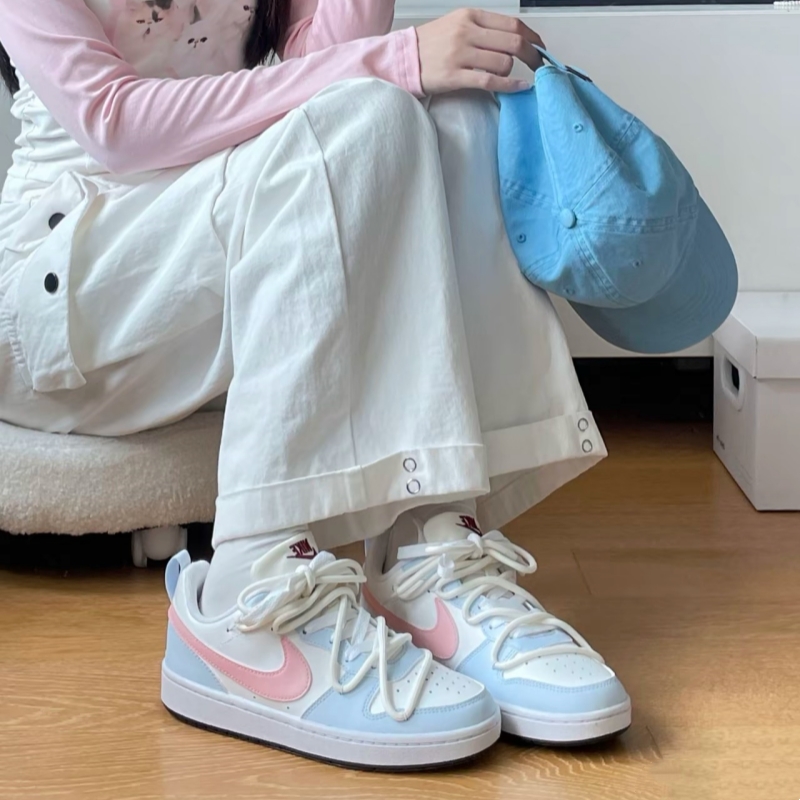 球鞋定制Nike Court Borough Low 雾粉奶蓝 海盐奶泡女子低帮板鞋