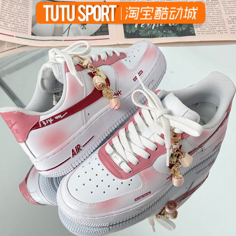 球鞋定制 NIKE/耐克 Air Force1玫瑰情话 浪漫告白礼物男女低板鞋