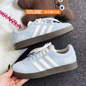 球鞋定制 adidas VL Court 2.0海盐蝴蝶结情人节百搭女子休闲板鞋