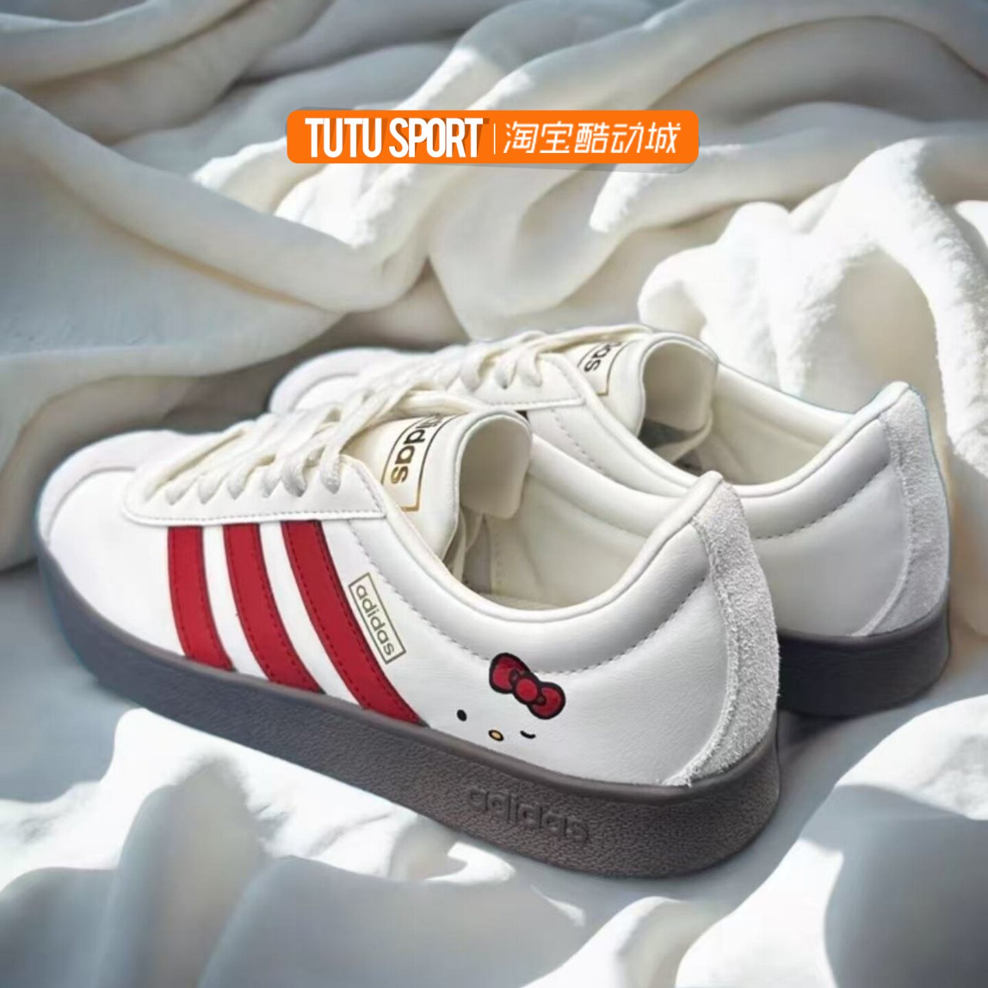 球鞋定制 Adidas VL Court 猫头蝴结 可爱德训鞋百搭女子低帮板鞋