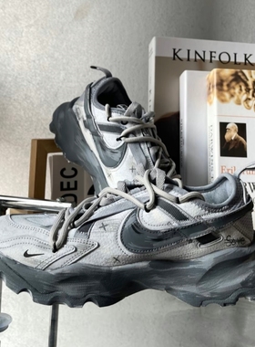耐克球鞋定制 Nike TC 7900 灰色地带涂鸦手绘废土低帮生活休闲鞋