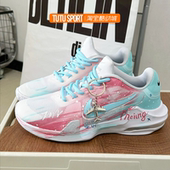 定制Nike Air Max 球鞋 Impact4粉蓝绚烂渐变手绘涂鸦低帮篮球鞋