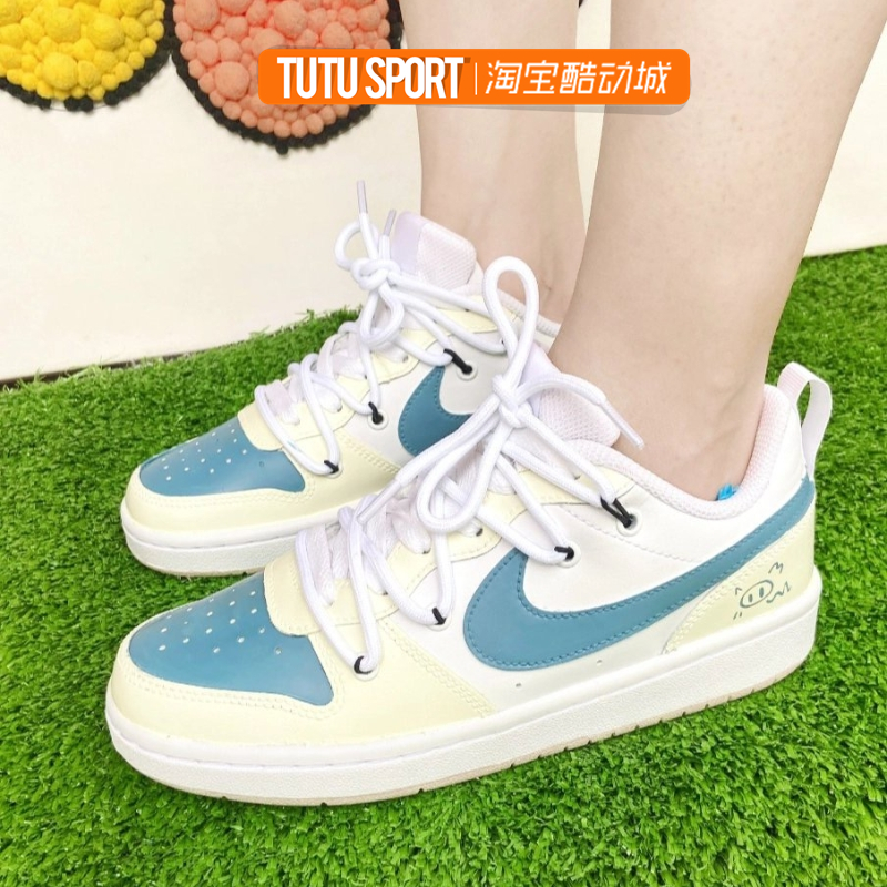 TUTU球鞋定制 NIKE Court Borough 海盐猪崽崽灰蓝女