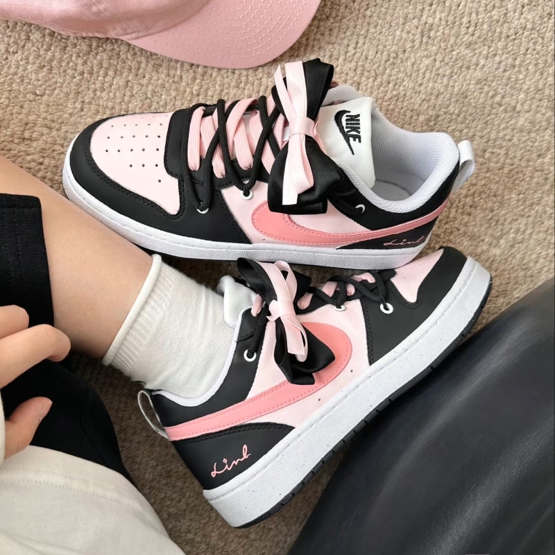 耐克球鞋定制 Nike Court borough 栗子解构字母蝴蝶结女款低板鞋