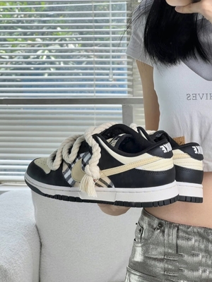 球鞋定制Nike耐克Dunk Low苏格兰做旧熊猫氧化米黄男女低帮板鞋