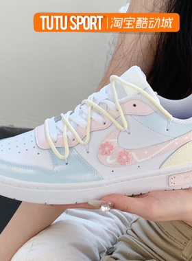 TUTU球鞋定制 Nike Court Borough Low 春和花屿樱花少女低帮板鞋