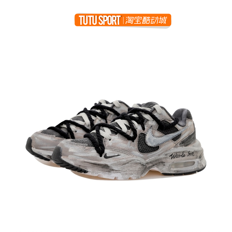 NikeAirMax灰色街区跑步鞋做旧风