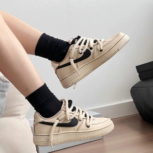 耐克Nike定制款Air Force 1 Low空军AF1浸染咖啡染解构双鞋带板鞋