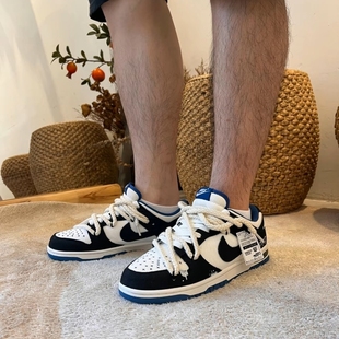 黑白蓝 定制 Nike Dunk 球鞋 户外穿搭男款 麻绳解构 Low 低帮板鞋