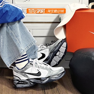 Monarch 耐克球鞋 定制Nike Air 4都市機(jī)能風(fēng)銀色男女老爹休閑鞋
