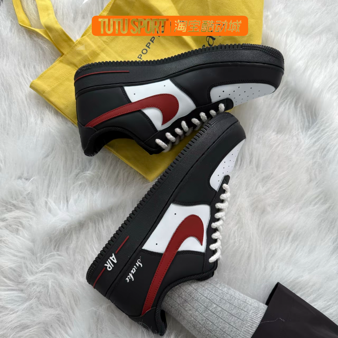 定制球鞋Nike Air Force 1空军一号黑红风暴低帮增高板鞋男女同款,运动鞋new,板鞋,淘宝优惠券,粉丝福利购,淘宝优惠卷