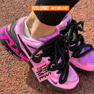 酷黑树莓做旧涂鸦解构女低帮跑步鞋 球鞋 Fusion Max 定制Nike Air
