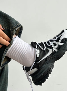 Nike V2K Run涂鸦改色科技银黑复古做旧黑灰低帮男女跑步鞋FD0736