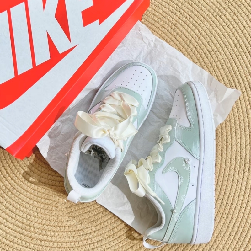 球鞋定制 Nike Court borough Low 丛林精灵初一文化奶绿低帮板鞋