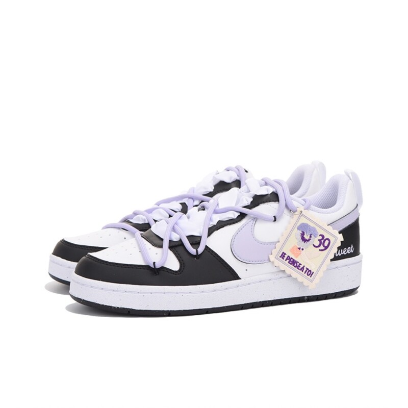 球鞋定制耐克nike court borough情人节主题紫罗兰黑紫女款低板鞋
