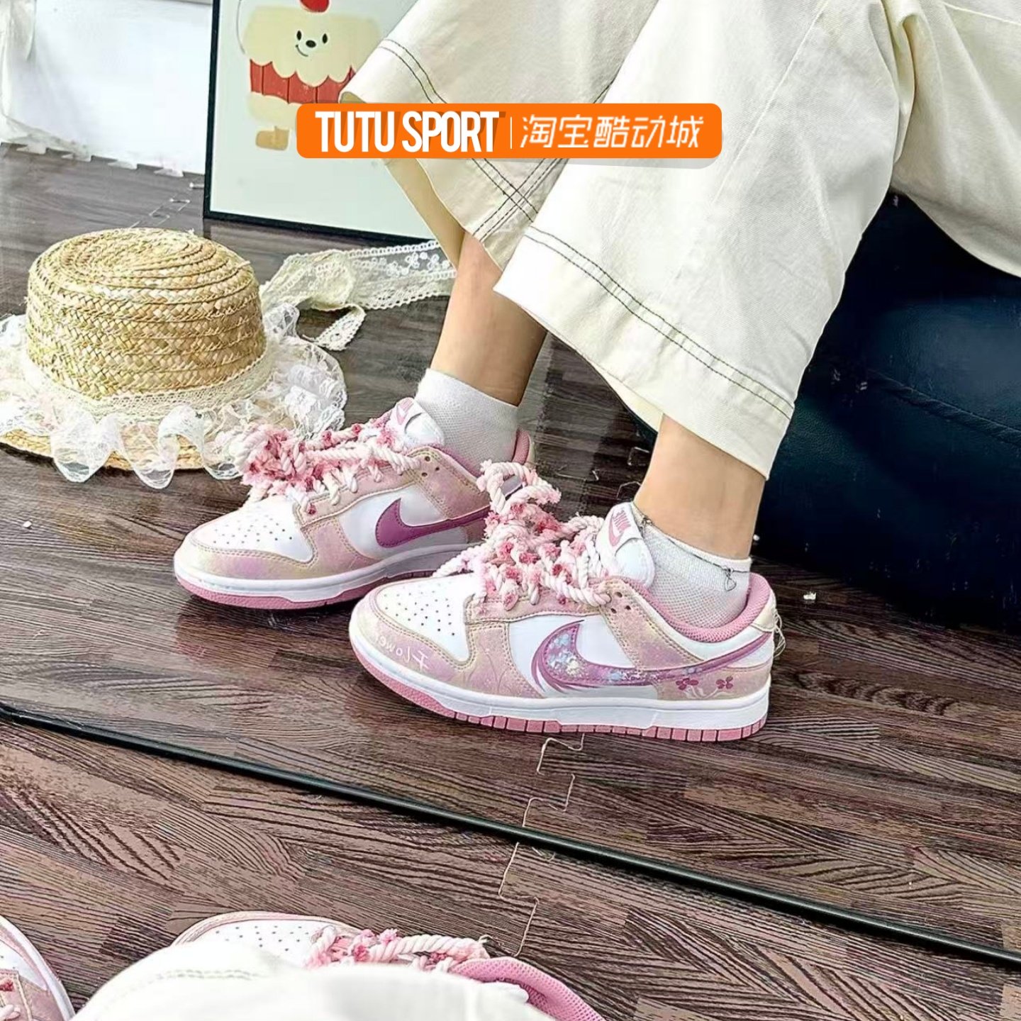 球鞋定制 Nike Dunk Low 粉漾花海 晕染 粉红可爱 女子低帮板鞋