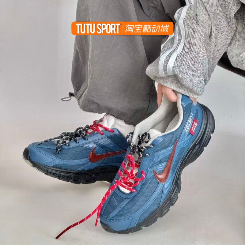 球鞋定制 Nike Initiator 莫凡 山野日志 黑蓝复古休闲低帮跑鞋