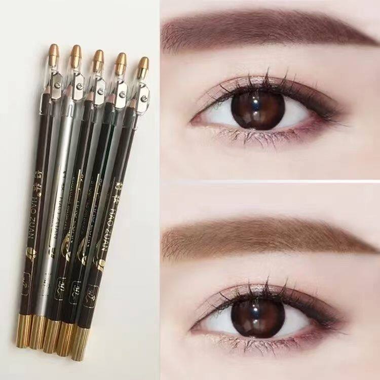 正品灰色眉笔防水持久不脱色新手眼线笔铅笔铅笔式硬头可削眉笔二
