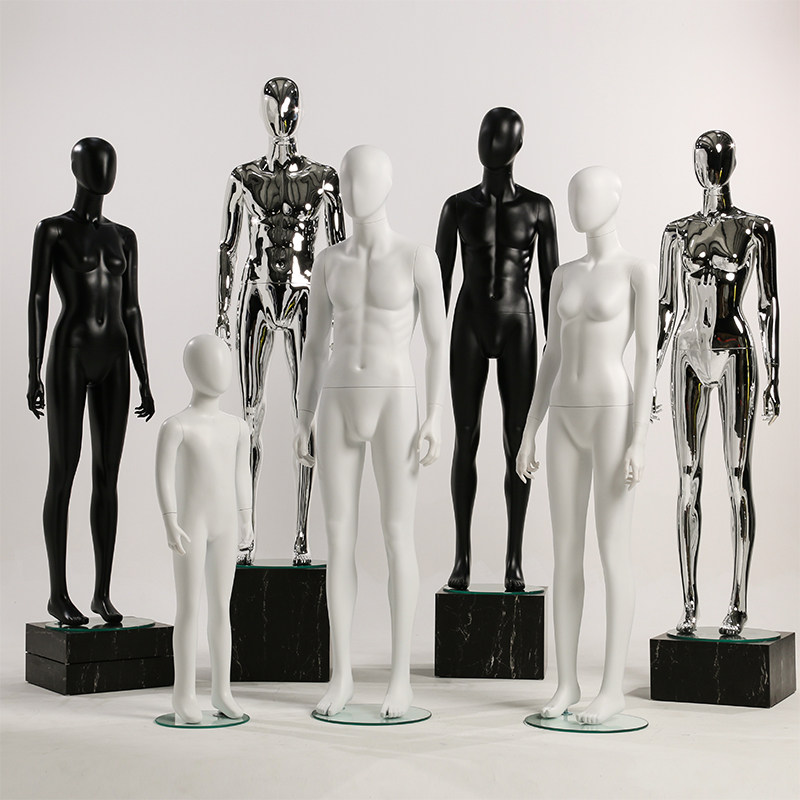 高档男女儿童模特道具亲子装服装店橱窗人台展示架子电镀全身模特