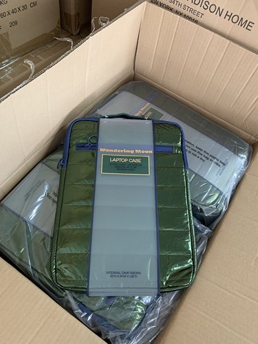 出口外单轻羽绒布料加厚夹棉防震手提15寸笔记本包14电脑包