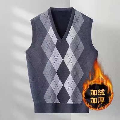 秋冬装男装毛衣加绒加厚套背