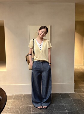 TG 通勤雾光感 假两件层次拼接V领显瘦针织衫女2026夏新款26832
