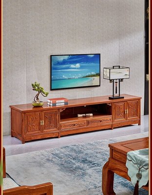 刺猬紫檀四季花电视柜中式现代古典实木花梨木小户型客厅红木地柜
